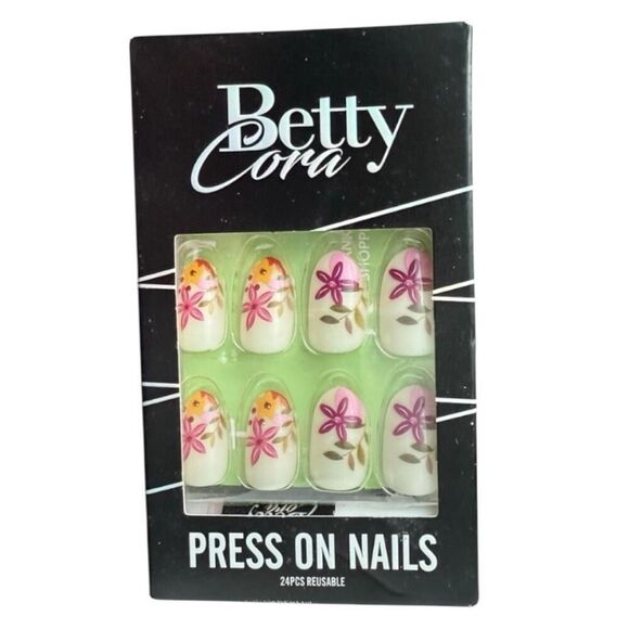 Brand New Womens Betty Cora Floral & Solid Press On Nails - Picture 1 of 1